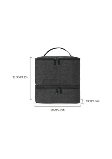 Novahub Çift Katmanlı Kozmetik Çantası, Grand Kapasiteli Taşınabilir Tırnak Alet Çantası Siyah Siyah