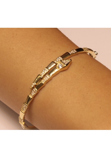 14 Ayar Altın Yılan Model Kelepçe Bilezik Sarı Altın