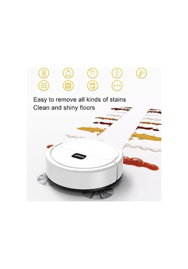 Supermarket1 Otomatik Mini Süpürme Robotu, 3'ü 1 Arada Temizleme, Paspas Süpürme, Siyah Siyah