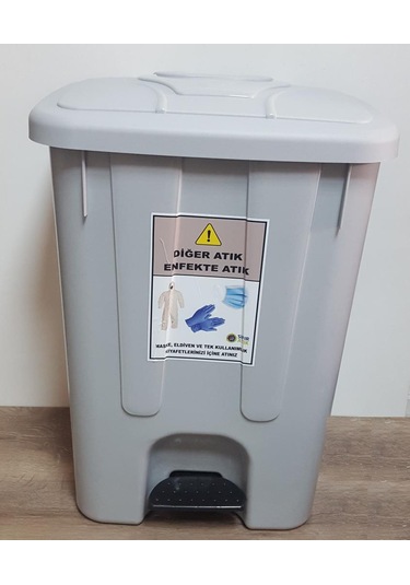 85 Lt Maske Eldiven Tek Kullanımlık Tulum Atık Kovası Pedallı Tek