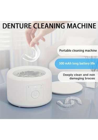 Elmpaly Usb Şarjlı Mini Taşınabilir Protez Temizleyici 3 Modlu Beyaz Diş Koruma Ve Takı Temizleme Cihazı
