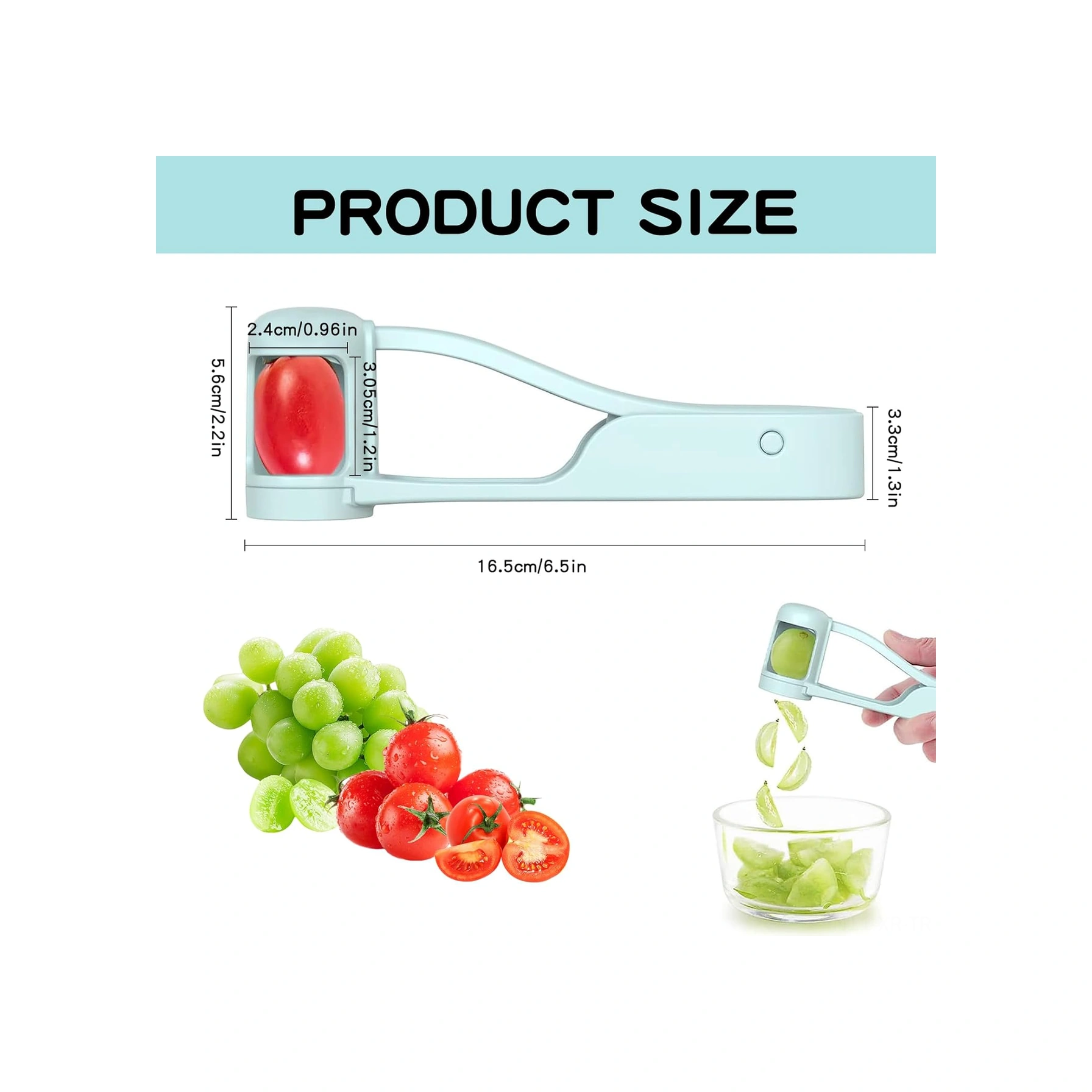 Xiyyadms Mavi Paslanmaz Çelik Meyve Dilimleyici - Üzüm Ve Taze Meyve Bölücü Aleti Abs+201 Malzeme Mavi