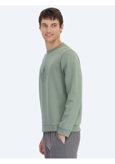 Kip Mint Bisiklet Yaka Desenli Sweatshırt Mint