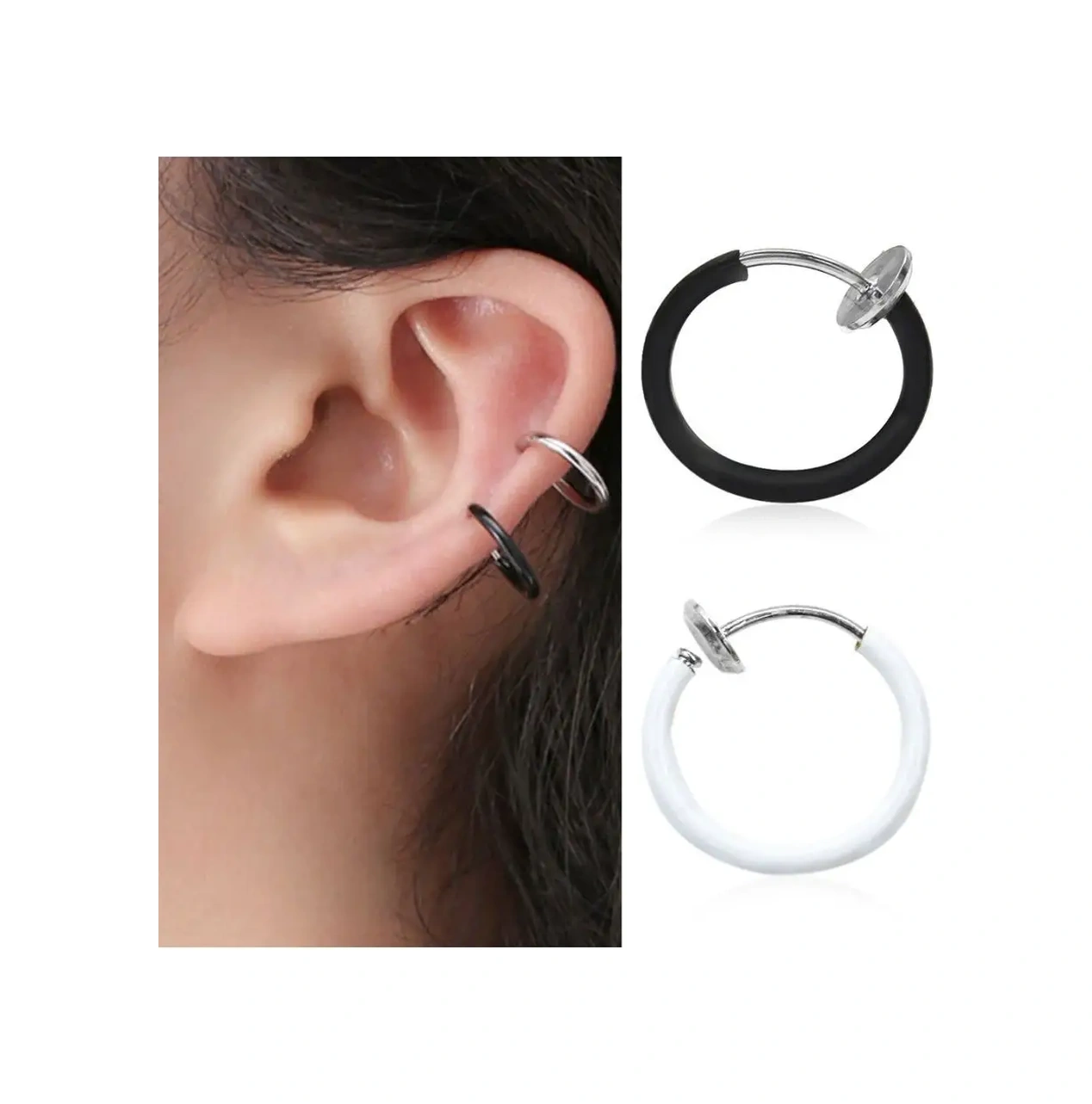 Propirsing Septum Ve Kulak Memesi İçin Delme Gerektirmeyen Takma Piercing Küpesi, Kulak Kıkılığı İçin 91957275 Gri