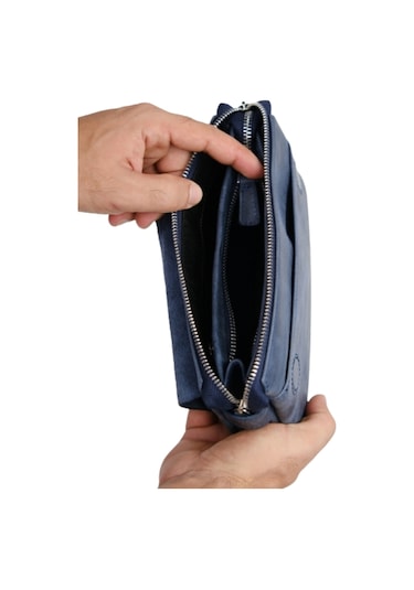 Mft Leather Hakiki Deri Unisex El Çantası Boliva 9874 Tiguan Lacivert