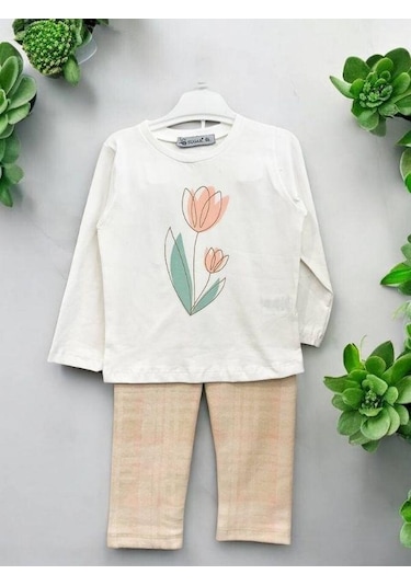 Cantoy Kız Bebek Peluş Yelekli 3 Lü Pantolonlu Takım-15067 Krem