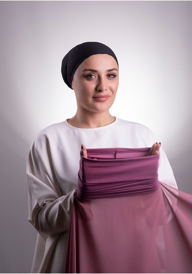 Fuşya Pratik Hazır Geçmeli Şal Şifon Boru Boneli 3001_20