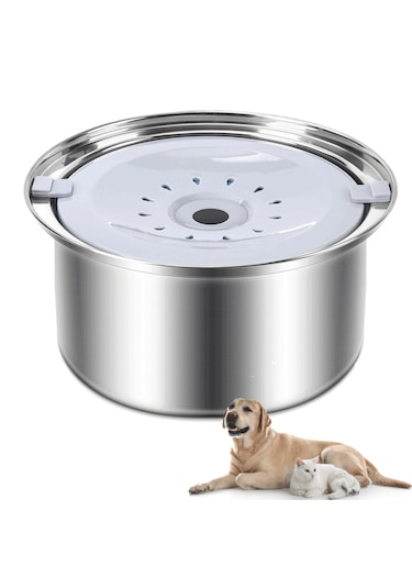 Ecronicword Paslanmaz Çelik Evcil Hayvan Su Kabı Kediler Köpekler 4l W11