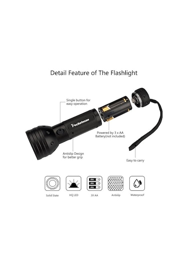 Valkyrie 51 Led Mor Işık Uv El Feneri Ultraviyole Blacklight Siyah