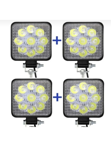 Point 4 Adet Çalışma Led Lambası Off Road Gündüz Farı Sis Kare 27w 9 Led 4 Adet