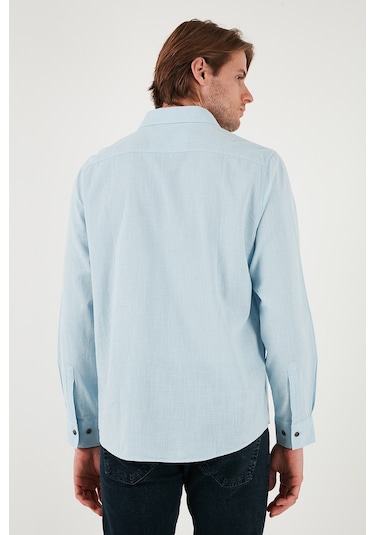 Buratti Pamuklu Regular Fit Düğmeli Yaka Erkek Gömlek Cf20S111871 Açık Mavi