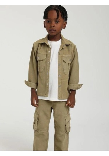 Erkek Çocuk Cepli Gömlek Ceket-15629 Yeşil