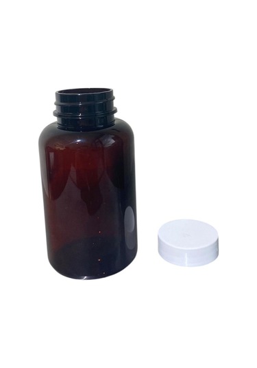 200ml Kahverengi Tablet Şişesi Beyaz Kapak, 48 Adet, Tablet Şişesi, Ecza Şişesi, Kozmetik Şişe Kahverengi