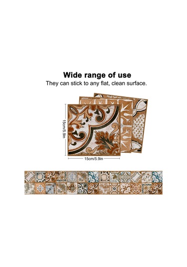 Gajeena Pvc 15x15cm 24 Adet Vintage Desenli Su Geçirmez, Yağ Geçirmez, Kolay Kurulum Ev Dekorasyonu Otostik Duvar Sticker Et149 Diğer