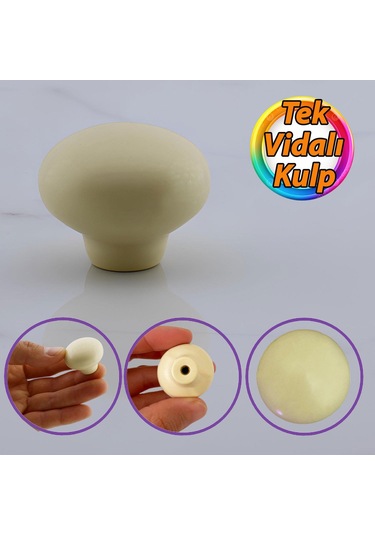 Kamelya Kulp Krem Polimer Düğme Kulp Mantar Mobilya Mutfak Dolabı Çekmece Kulbu Kulpları