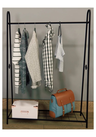 Askılık Modern Konfeksiyon Elbise Askısı Siyah