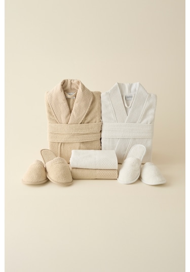 Kaşmir Home Pery 6 Parça Aile Banyo Seti Offwhite-bej Bej