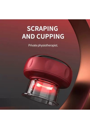 Lemestar Elektrikli Vakum Kan Grubu Ve Skraping Aleti - 6 Seviye Lcd Kontrol, Isıtma Ve Şarj Edilebilir Akupunktur Masaj Cihazı Kırmızı Kırmızı