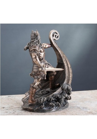 Veronese Design İskandinav Savaşçı Viking Gemi Üzerinde Heykel