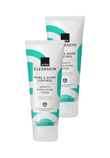 Clearskin Pore & Shine Control Smooth Yüz İçin Arındırıcı Scrub 75 Ml. İkili Paket