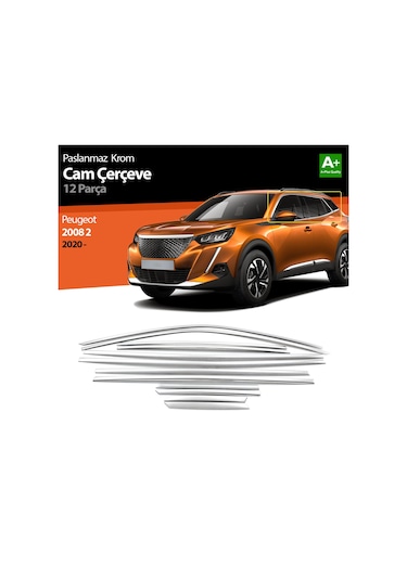 S-Dizayn  Peugeot 2008 2 Krom Cam Çerçevesi 12 Prç 2020 Üzeri
