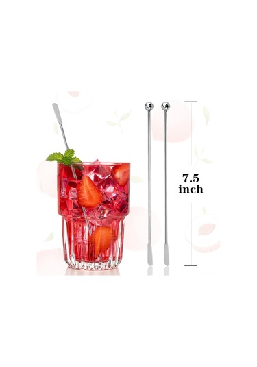 Honmex Çelik Paslanmaz Çok Amaçlı Karıştırıcı Çubuk - Kahve, Kokteyl, İçecekler İçin Dayanıklı Ve Hijyenik Gümüş