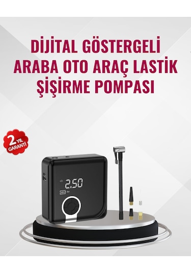 Kompakt Tasarımlı Led Işıklı Taşınabilir Hava Kompresörü