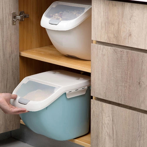 Mühürlü 6 Kg Gri Pirinç Dağıtıcı Tahıl Tahıl Saklama Kutusu Mühürlü Nem Geçirmez Pet Gıda Saklama Konteyner Küf Anti Oksidasyon Şişeler, Kavanozlar Ve Amp Kutular 2