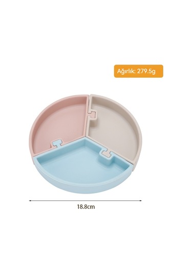 Jianfan Bölmeli Silikon Mama Tabağı Ve Birleşebilir Kase Bebek Beslenme Seti Mavi Kayı Diğer