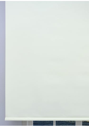 Düz Stor Perde - Kalın Mat Stor Güneşlik Kumaş Keten - Alüminyum Kasa Ve Boru - Eteği Dilimsiz/düz Krem