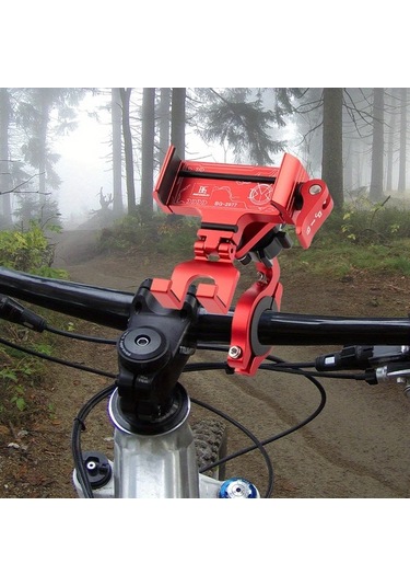 Xuweiwei 360 Derece Dönebilir Bisiklet Telefon Tutucu Kırmızı Aksanlı Hızlı Çıkarılabilir Ayarlanabilir Red Stem Sabit Kelepçe -