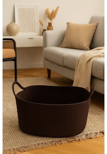 Hasır Jüt Dekoratif Sepet 20x30x50 Cm, Oyuncak, Çamaşır, Banyo, Mutfak Ve Düzenleyici Saklama Sepeti Kahverengi