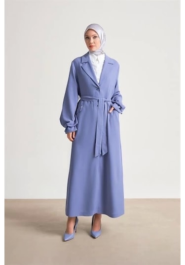 Armine Bileği Lastikli Pardösü 24y8703 Gri Mavi Mavi