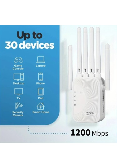 Xuweiwei Beyaz Wifi Sinyal Yansitici Wıfı6 Destekli Cift Bantli 24ghz 5ghz 6 Antenli Ev Ofis Ag Genisletici