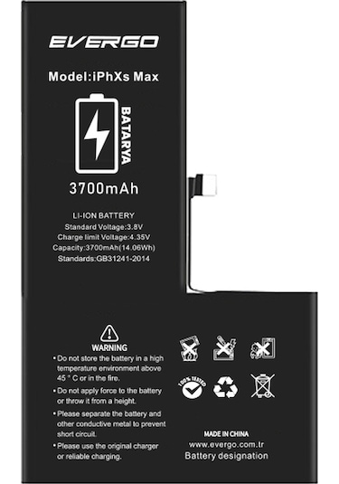 Apple Uyumlu iPhone XS Max  Batarya Pil 3700 Mah evergo