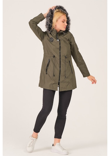 Z6689 Dewberry Içi Kuzulu Bayan Mont-Haki