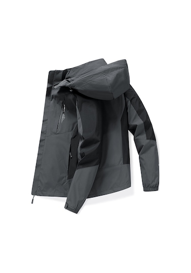 Sımıcg Kapüşonlu Su Geçirmez Ceket-koyu Gri. Koyu Gri