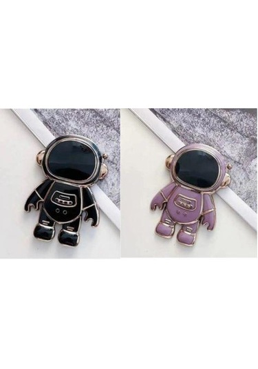 2li Set Sevimli Astronot Stand Telefon Tutucu Yapışkan Özellikli