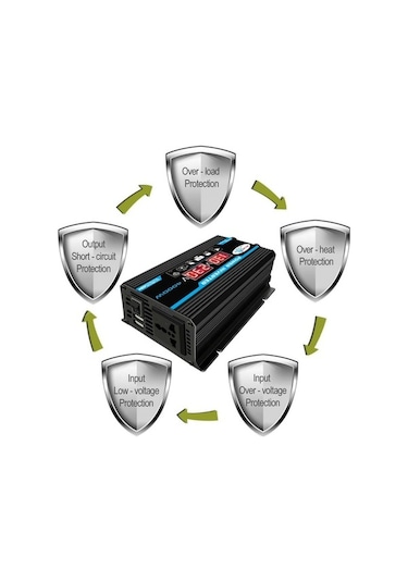 Wondernest Tang Iı Nesil 12v - 110v 4000w Araç İçin Güç Çeviricisi Siyah