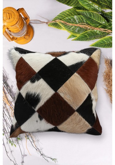 Premium Dekoratif Patchwork Deri Kırlent Kılıfı/ev Ve Ofis Için Gerçek Deri 45x45cm Kırlent Kılıfı Çok Renkli