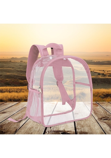 Homyl Şeffaf Sırt Çantası Pvc Mini Dayanıklı Gizli Sakli Pembe