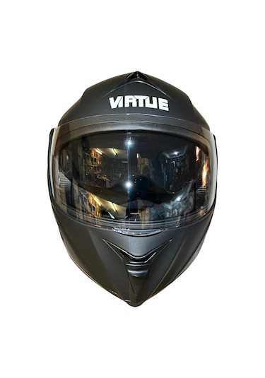 Vırtue Vizörlü Çene Açılır Motosiklet Kaskı Mat Siyah