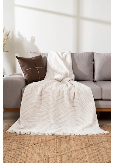 Rustıc Krem- Bej Koltuk Örtüsü 170x220cm 5160a Krem Bej