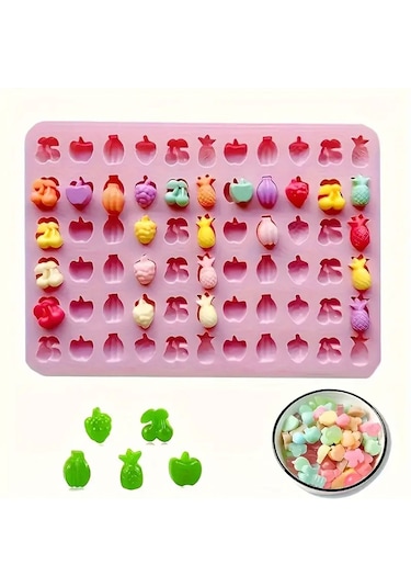 Silikon Kek Kalıp Çikolata Minik Meyve Figürleri Kalıbı Şeker Hamuru Jelibon Kalıbı Çok Renkli