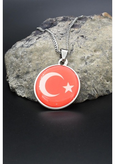 Ay Yıldızlı - Ay Yıldız Kolye Paslanmaz Çelik Zincir 902286 Gümüş