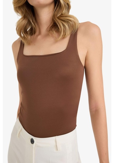 Defacto Kare Yaka Çıtçıtlı Body F9773ax25hsbn316 Kahve