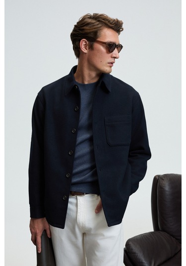 VAREX Erkek Yuvarlak Yaka Basic Slim Fit Triko Mavi Kazak