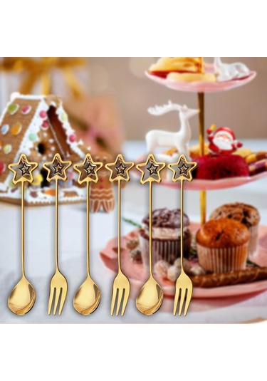 Suntek Magideal 6x Paslanmaz Çelik Kaşık Çatal Yılbaşı Yıldız