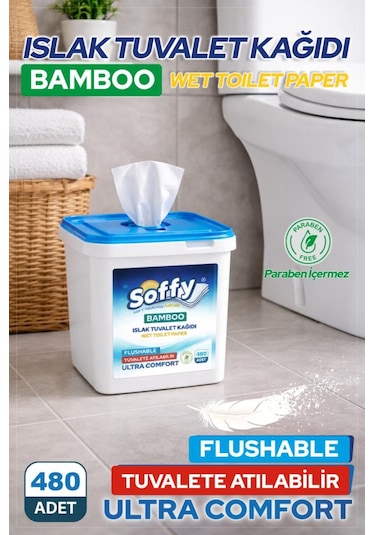 Soffy Islak Tuvalet Kağıdı Tuvalete Atılabilen Flushable Tuvalet Kağıt 480 Adet