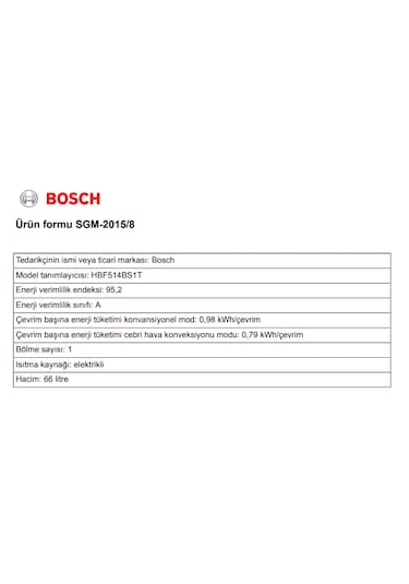 Bosch HBF514BS1T 66 LT Ankastre Fırın